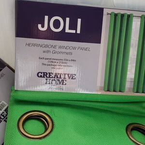 2 green herringbone window panels